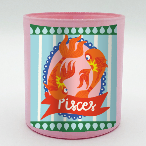 Pisces Star Sign Design - scented candle by AbiGoLucky