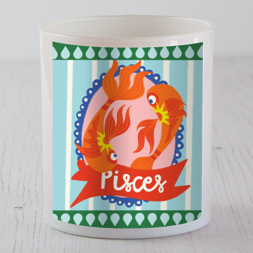 Pisces Star Sign Design - scented candle by AbiGoLucky