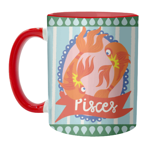 Pisces Star Sign Design - unique mug by AbiGoLucky