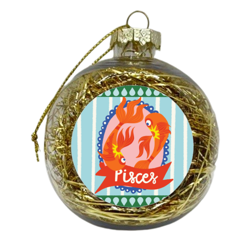 Pisces Star Sign Design - xmas bauble by AbiGoLucky