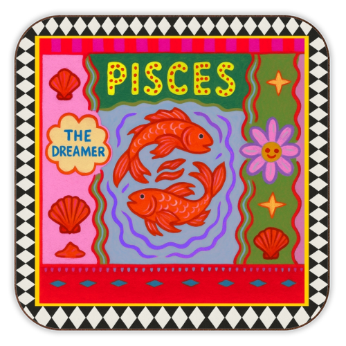 Pisces star sign - personalised beer coaster by Wallace Elizabeth