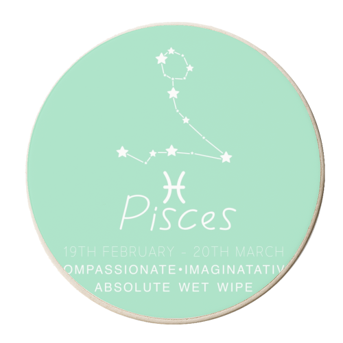 Pisces traits print - personalised beer coaster by The Girl Next Draw