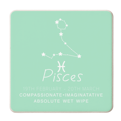Pisces traits print - personalised beer coaster by The Girl Next Draw