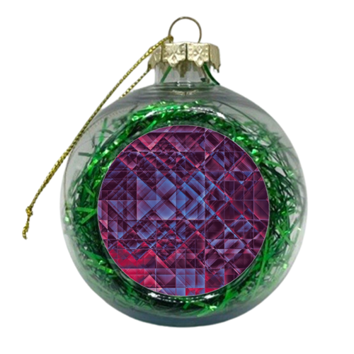 Pixels blue red - xmas bauble by Justyna Jaszke