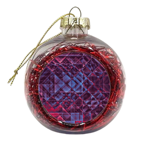 Pixels blue red - xmas bauble by Justyna Jaszke