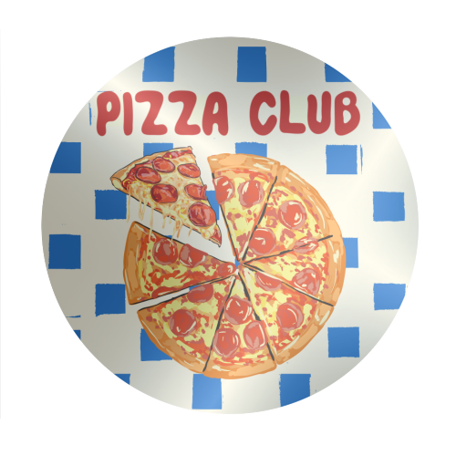 Pizza Club Cheesy Slice Pop Art - Circle Sticker by EZbie