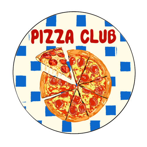 Pizza Club Cheesy Slice Pop Art - Circle Sticker by EZbie