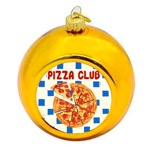 Pizza Club Cheesy Slice Pop Art - colourful christmas bauble by EZbie