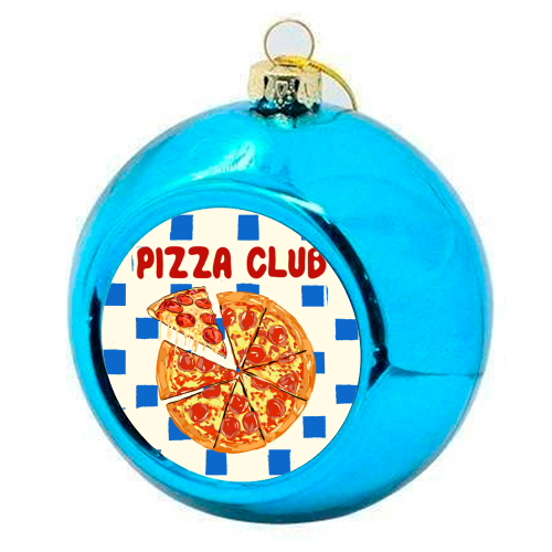 Pizza Club Cheesy Slice Pop Art - colourful christmas bauble by EZbie