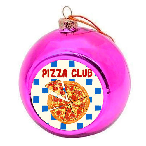 Pizza Club Cheesy Slice Pop Art - colourful christmas bauble by EZbie