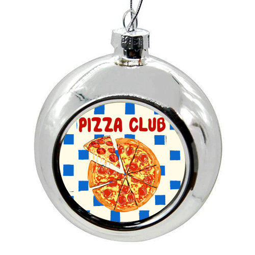 Pizza Club Cheesy Slice Pop Art - colourful christmas bauble by EZbie