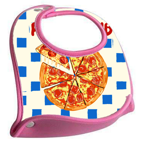 Pizza Club Cheesy Slice Pop Art - feeding bib by EZbie