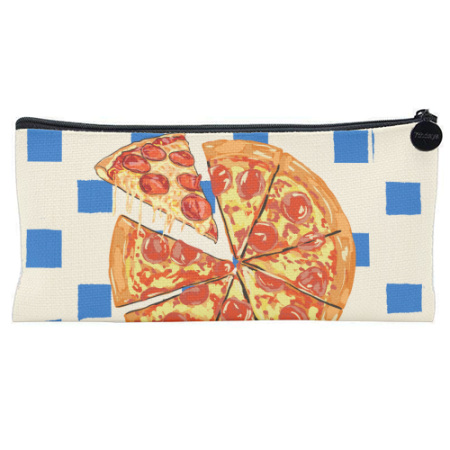Pizza Club Cheesy Slice Pop Art - flat pencil case by EZbie