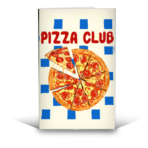 Pizza Club Cheesy Slice Pop Art - funny greeting card by EZbie