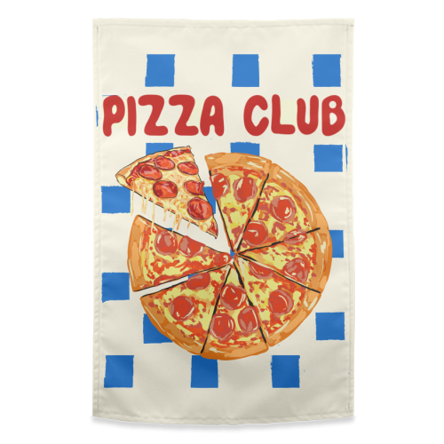 Pizza Club Cheesy Slice Pop Art - funny tea towel by EZbie