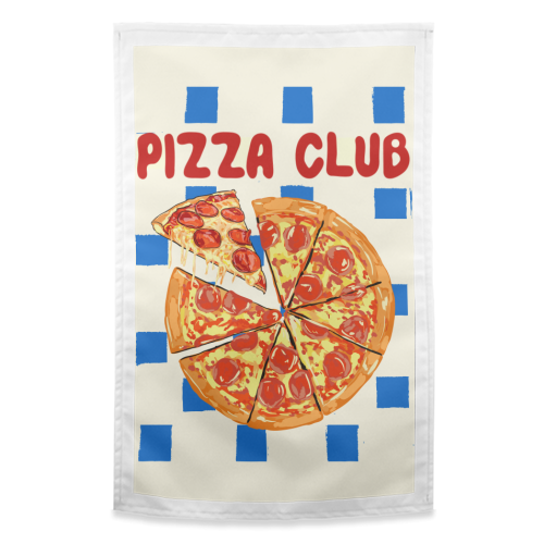 Pizza Club Cheesy Slice Pop Art - funny tea towel by EZbie
