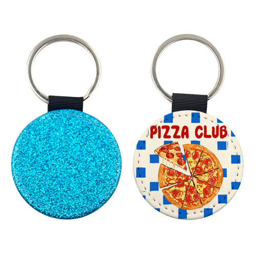 Pizza Club Cheesy Slice Pop Art - keyring by EZbie