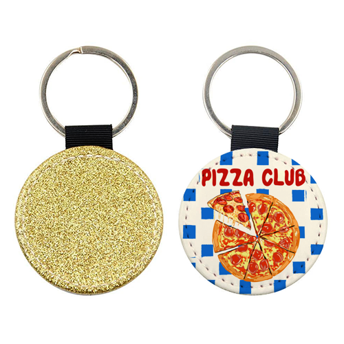 Pizza Club Cheesy Slice Pop Art - keyring by EZbie