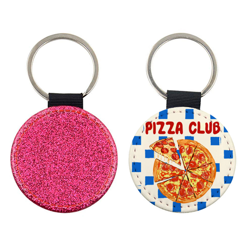 Pizza Club Cheesy Slice Pop Art - keyring by EZbie