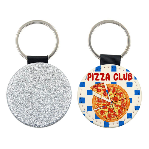 Pizza Club Cheesy Slice Pop Art - keyring by EZbie