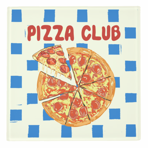Pizza Club Cheesy Slice Pop Art - personalised beer coaster by EZbie