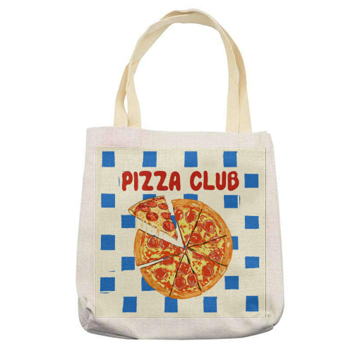 Pizza Club Cheesy Slice Pop Art - printed canvas tote bag by EZbie