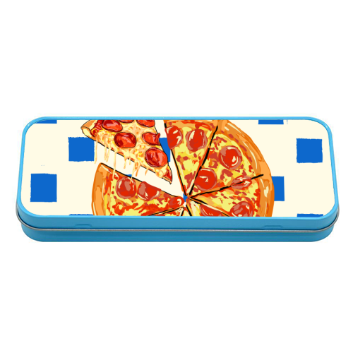 Pizza Club Cheesy Slice Pop Art - tin pencil case by EZbie