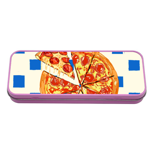 Pizza Club Cheesy Slice Pop Art - tin pencil case by EZbie
