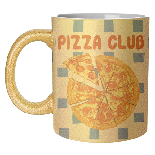 Pizza Club Cheesy Slice Pop Art - unique mug by EZbie