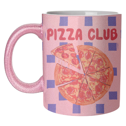 Pizza Club Cheesy Slice Pop Art - unique mug by EZbie