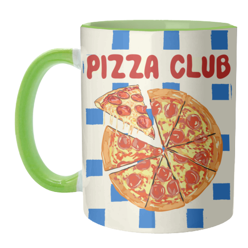 Pizza Club Cheesy Slice Pop Art - unique mug by EZbie