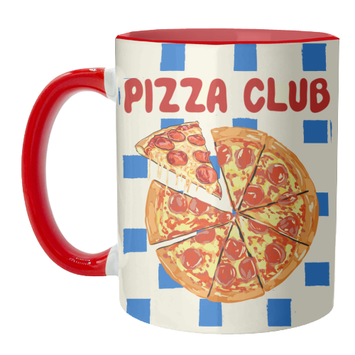 Pizza Club Cheesy Slice Pop Art - unique mug by EZbie