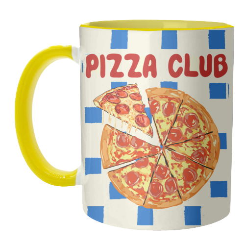 Pizza Club Cheesy Slice Pop Art - unique mug by EZbie