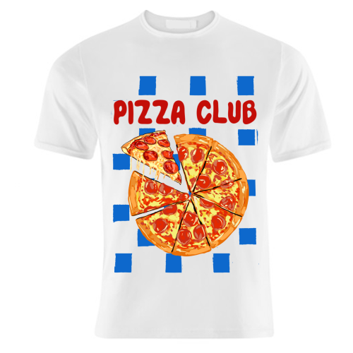 Pizza Club Cheesy Slice Pop Art - unique t shirt by EZbie