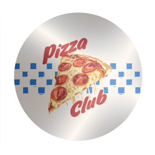 Pizza Club Retro Pepperoni Slice - Circle Sticker by EZbie