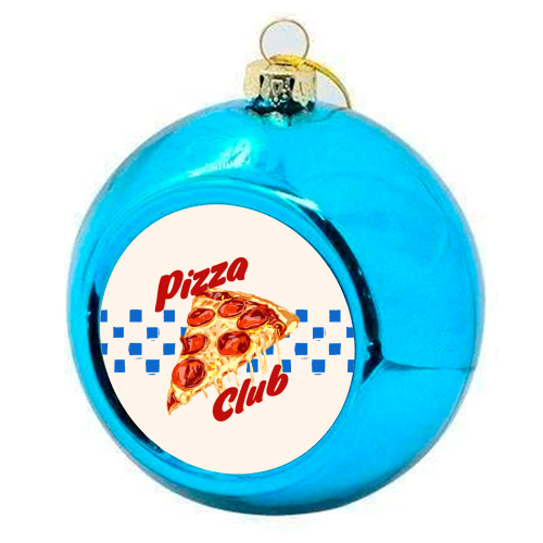 Pizza Club Retro Pepperoni Slice - colourful christmas bauble by EZbie