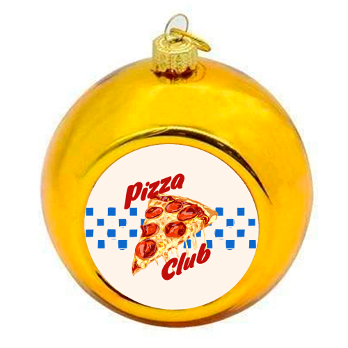Pizza Club Retro Pepperoni Slice - colourful christmas bauble by EZbie