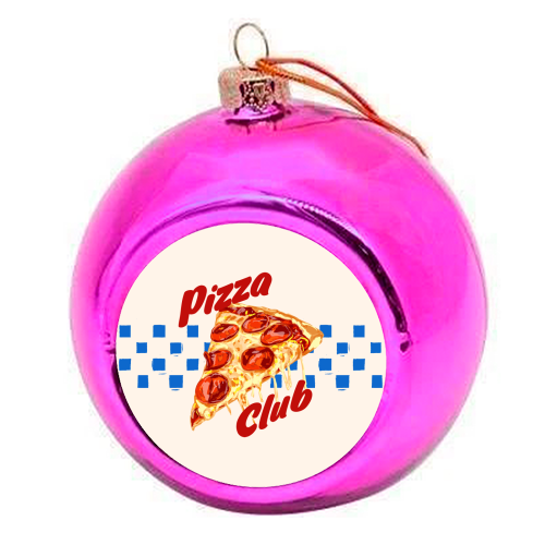 Pizza Club Retro Pepperoni Slice - colourful christmas bauble by EZbie