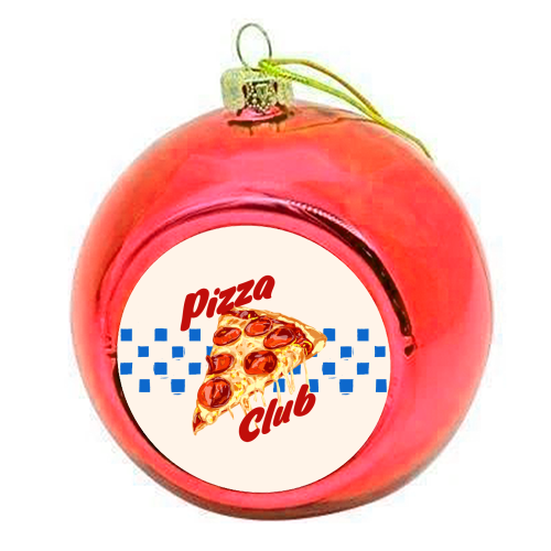 Pizza Club Retro Pepperoni Slice - colourful christmas bauble by EZbie