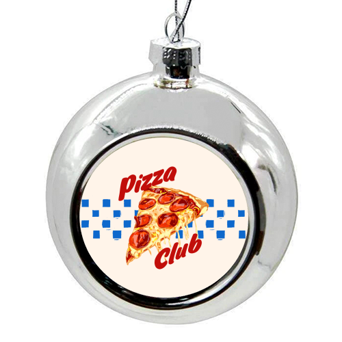 Pizza Club Retro Pepperoni Slice - colourful christmas bauble by EZbie