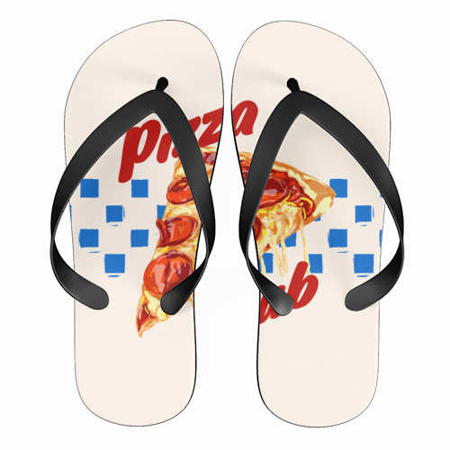 Pizza Club Retro Pepperoni Slice - funny flip flops by EZbie