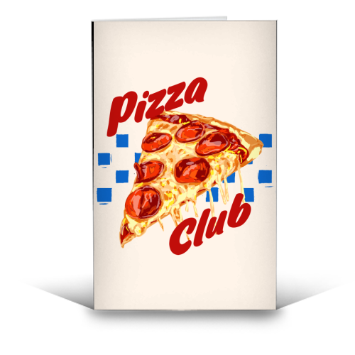 Pizza Club Retro Pepperoni Slice - funny greeting card by EZbie