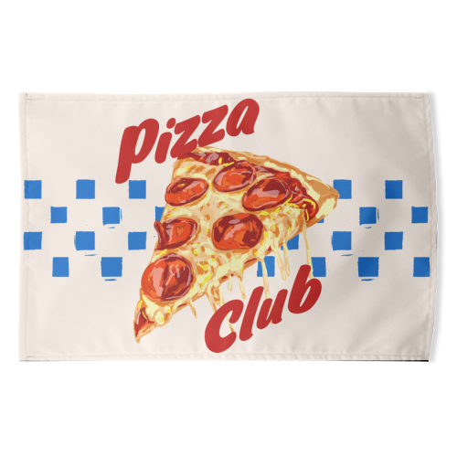 Pizza Club Retro Pepperoni Slice - funny tea towel by EZbie