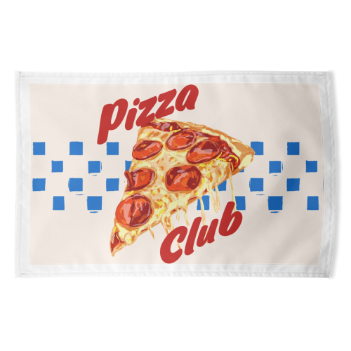 Pizza Club Retro Pepperoni Slice - funny tea towel by EZbie