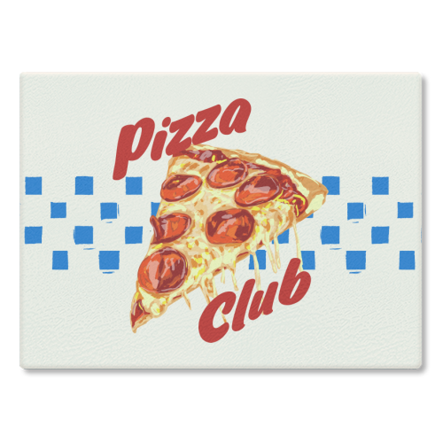 Pizza Club Retro Pepperoni Slice - glass chopping board by EZbie