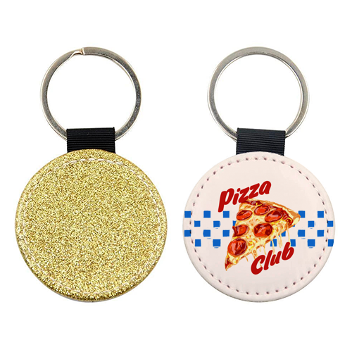 Pizza Club Retro Pepperoni Slice - keyring by EZbie