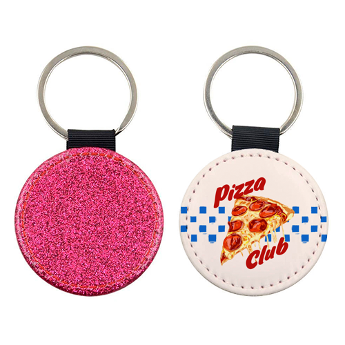 Pizza Club Retro Pepperoni Slice - keyring by EZbie