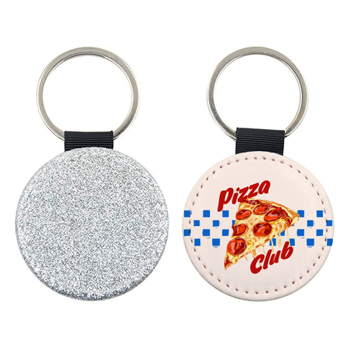 Pizza Club Retro Pepperoni Slice - keyring by EZbie