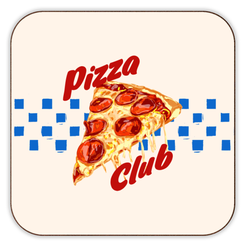 Pizza Club Retro Pepperoni Slice - personalised beer coaster by EZbie
