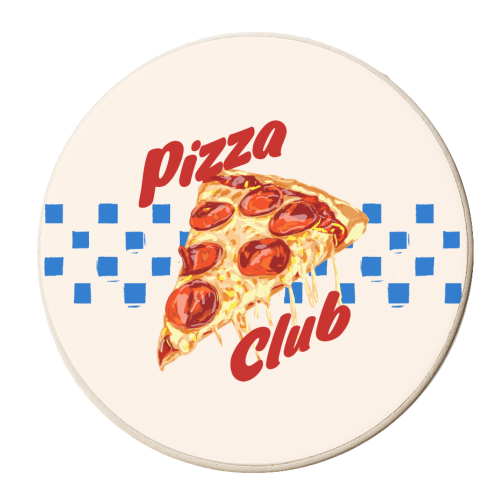 Pizza Club Retro Pepperoni Slice - personalised beer coaster by EZbie